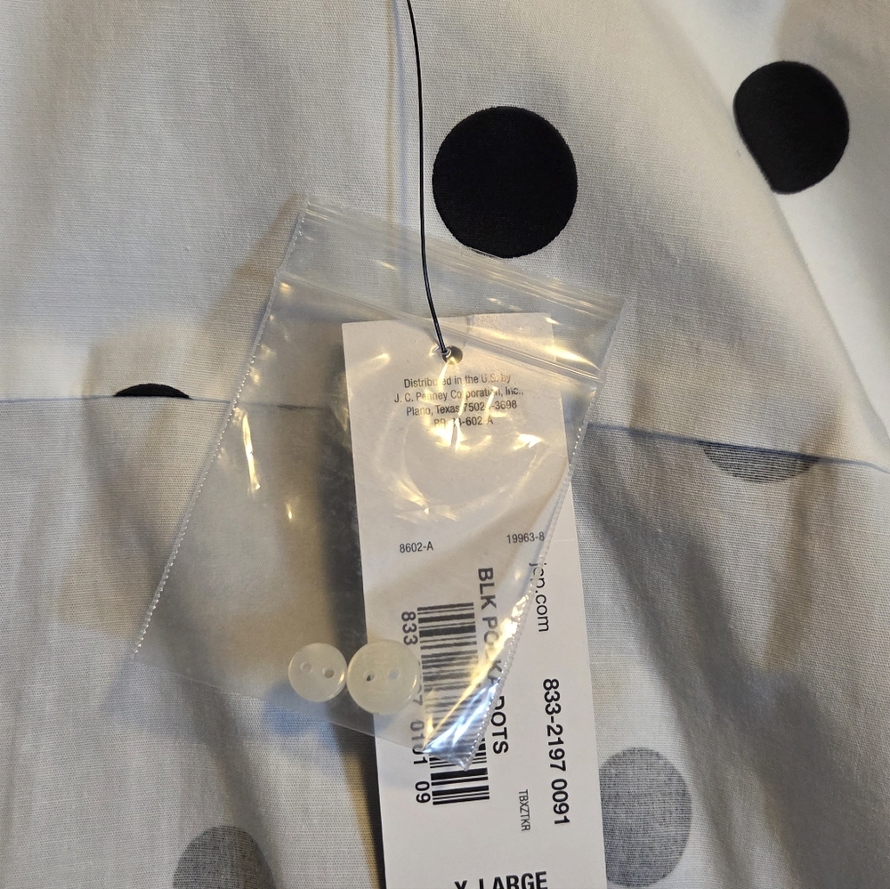 Worthington White Blouse with Black Polka Dots XL - Picture 4 of 6
